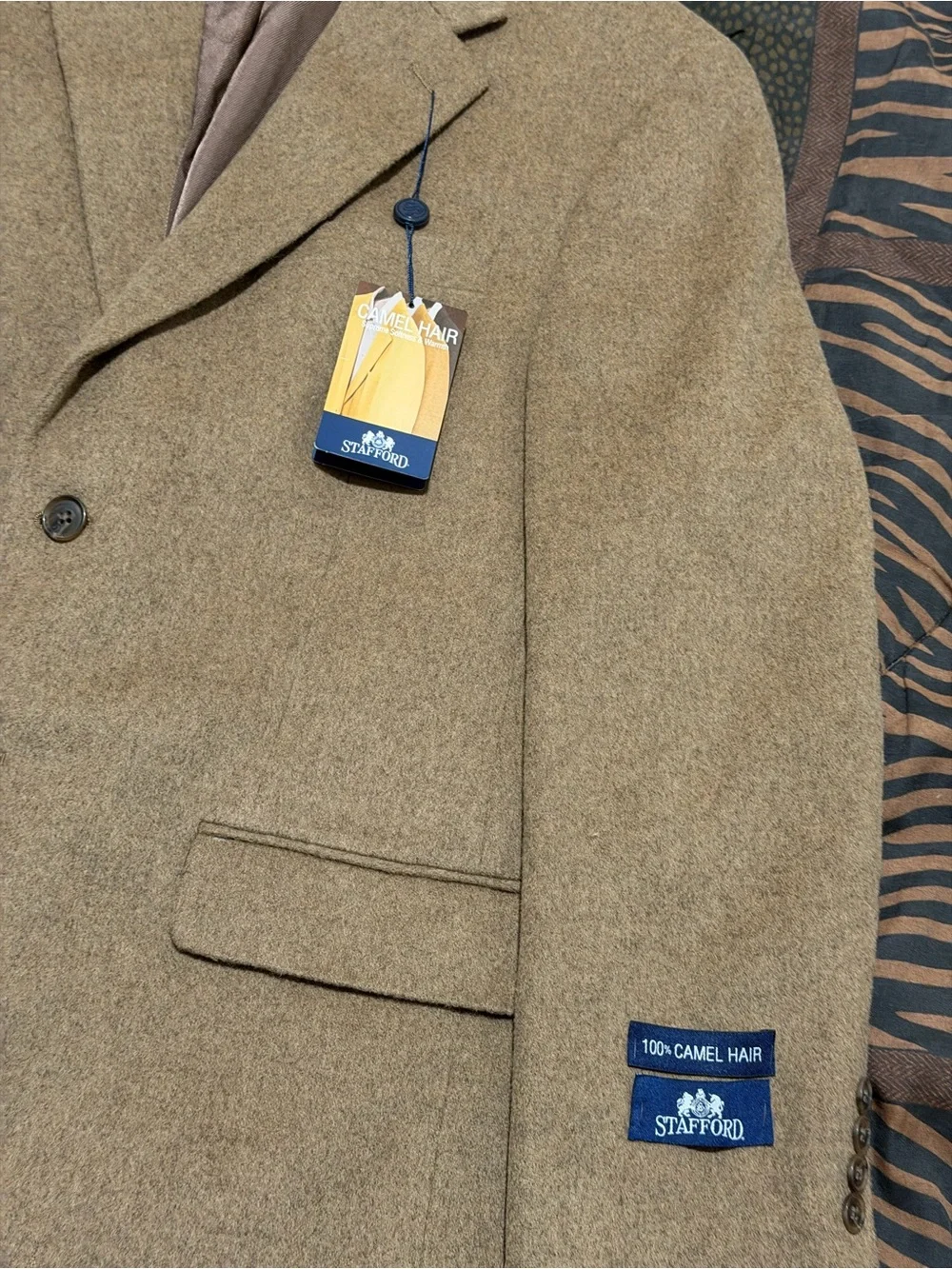 Stafford Light Brown Herringbone Sport MEN BLAZER ,SZ40, NWT,100%camel
